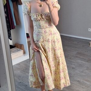 House of CB Yellow Floral Midi Dress